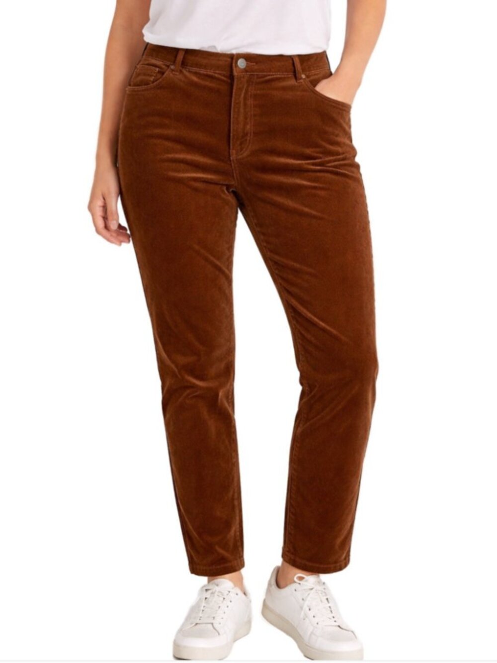 J Jill Brown Velour Pants Straight Leg Stretch Casual Fall Winter Size 26